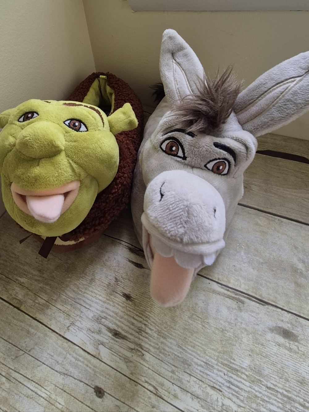 Shrek & Donkey Plush Slipper Pair - Green and Gray, Unisex - Picture 9 of 12